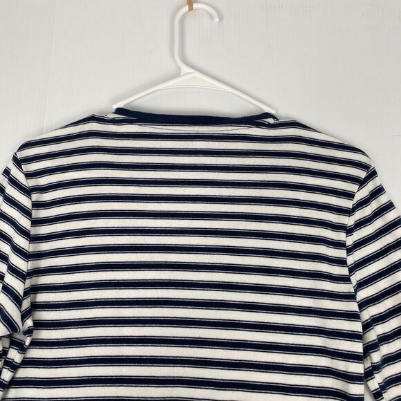 Tommy Hilfiger Shirt Teens Large Blue/White Striped Long Sleeve V Neck Pullover - Picture 15 of 16